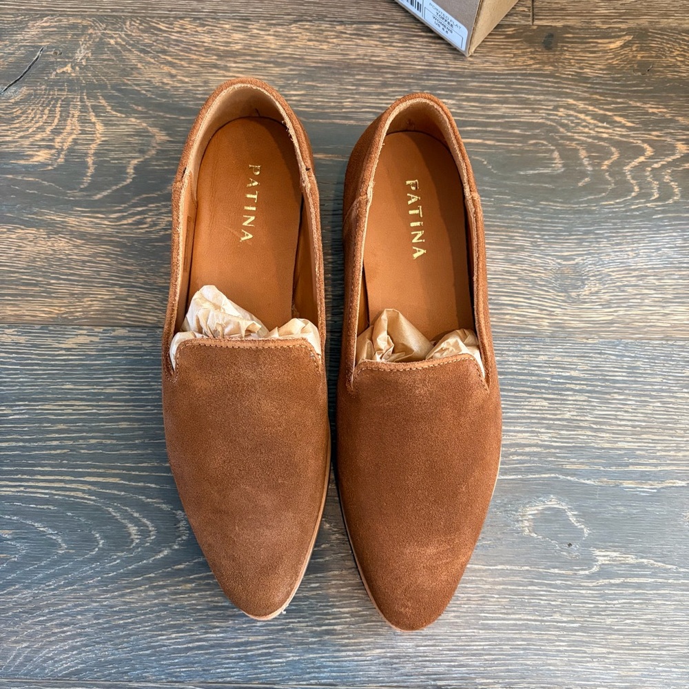 Portland Leather Women's Suede Slip-On Flats in Toffee Brown